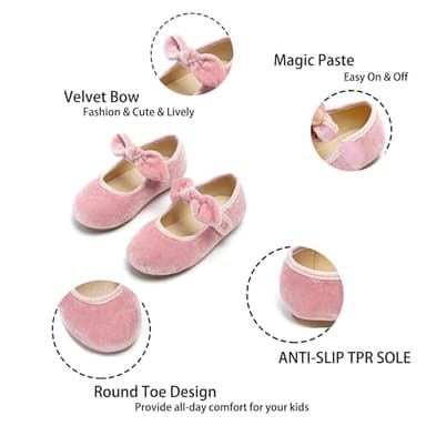 Kiderence Little Toddler Girls Dress Shoes Ballerina Ballet Flats Kids Pink Mary Janes Size 9 - Image 5