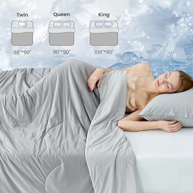 Cozy Bliss Cooling Comforter Queen Size Dual-Sided, Ultra-Soft Cooling Blankets for Hot Sleepers and Night Sweats, Breathable Lightweight Silky Smooth, Cool Grey - Image 8