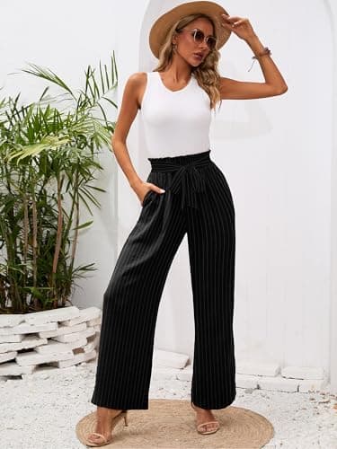 Heymoments Women's Wide Leg Lounge Pants with Pockets Lightweight High Waisted Adjustable Tie Knot Loose Trousers - Image 7