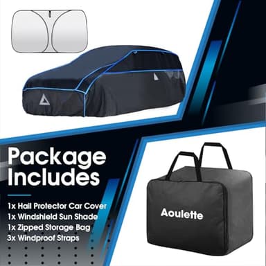Aoulette SUV Hail Protector Car Cover with Thick Multi-Layered EVA | Gift Windshield Sun Shade | Custom Fit Sedan Ford Escape, Mazda CX-5 50, Subaru XV, Jeep Compass, Sportage etc. | See Size Chart | - Image 7