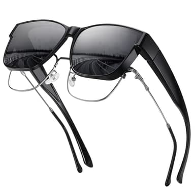 Wzerry Polarized Fit Over Glasses Sunglasses, Wear Over Sunglasses Wrap Around Shades for Men Women UV400 Pretection - Image 1