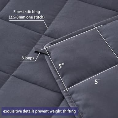 yescool Weighted Blanket for Adults (15 lbs, 48" x 72", Grey) Cooling Heavy Blanket for Sleeping Perfect for 140-160 lbs, Twin Size Breathable Blanket with Premium Glass Bead, Machine Washable - Image 4