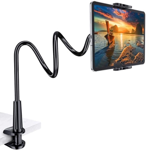 Tryone Gooseneck Tablet Holder Stand for Bed Adjustable Flexible Arm Tablets Mount Clamp on Table Compatible with iPad Air Mini | Galaxy Tabs | Kindle Fire | Switch or Other 4.7-10.5" Devices - Image 1