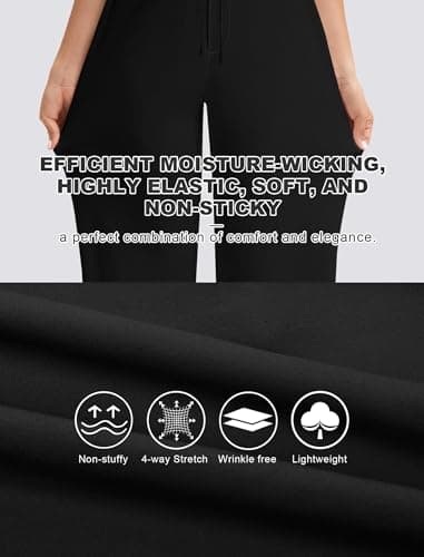 addigi Yoga Pants Women High Waisted Wide Leg Pants with Pockets Drawstring Loose Stretch Dress Pants Comfy Lounge Sweatpants Regular Black Large - Image 3