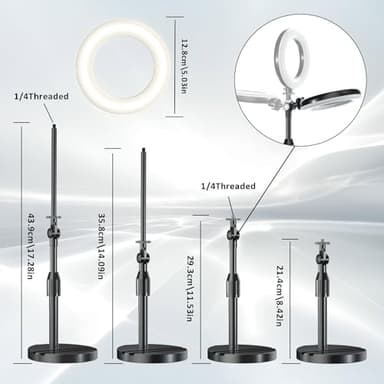 Desk Ring Light with Telescopic Stand, Travel Desktop Hola Light for Phone Selfie Laptop Zoom Video Calls Makeup Tiktok Reels Live Streaming - Image 2