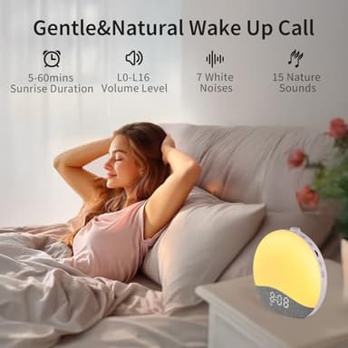 EASYERA Sunrise Alarm Clock Sound Machine, Upgraded Backlit Buttons, 26 Soothing Sounds, White Noise Machine Night Light, Bluetooth Speaker Wake Up Light for Bedroom, Heavy Sleeper, Adults, Kids - Image 4