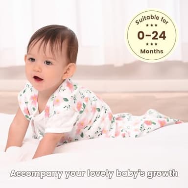 PHF Soft Baby Sleep Sack 0-6 Months 100% Organic Cotton Wearable Blanket, 2-Way Zipper 0.5 TOG Toddler Sleeping Sack 3 Pack, Comfy Sleep Bag for Baby Girls, Pink Floral (Small) - Image 7