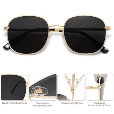 SOJOS Classic Trendy Square Sunglasses for Women Men Cute Big Frame Gold Shades SJ1137, Bright Gold/Grey - Image 3