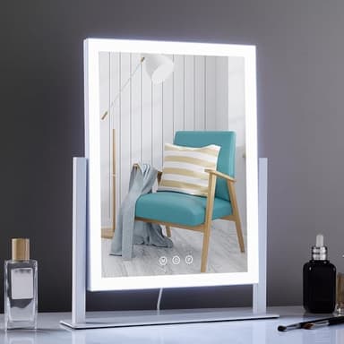 HIEEY Lighted Makeup Mirror, Hollywood Vanity Mirror with Lights, Three Color Lighting Modes, and 5X Magnification Mirror, Smart Touch Control, 360°Rotation (17.3in,White,Gift Box) - Image 3