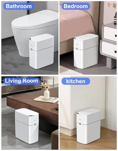 funest Sensor Bathroom Trash Can with Lid,3 Gallon Touchless Trash Bin,Plastic Slim Garbage Can Small Wastebasket for Toilet,Bedroom,Office,White - Image 6