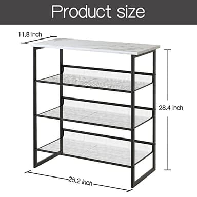 Garden 4 you 4 Tiers White Marble Shoe Rack,Freestanding Organizer Multi-Purpose Adjustable Flat and Slant Storage Rack Shoe Shelf, High Heels Potted Plant for Entryway Hallway Living Room Closet - Image 3