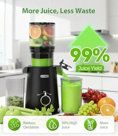 ECOSELF Juicer Machines with Large Feed Chute, Professional Hands Free Cold Press Juicer For Whole Fruits & Vegetables, Self Feeding for Juice Extractor Machine, Easy to Clean - Image 3