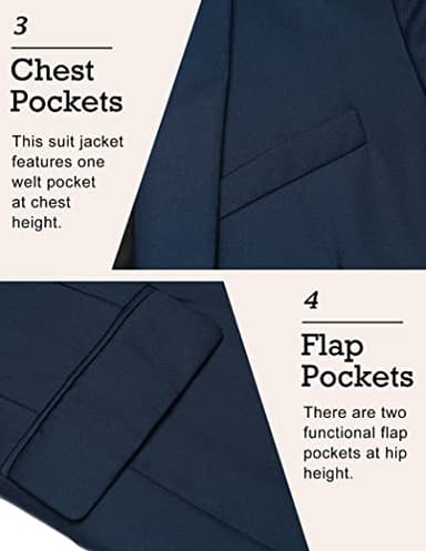 COOFANDY Mens One Button Sport Coat Regular Fit Casual Blazer Jacket Formal Dress Jacket Blazer (Blue M) - Image 5