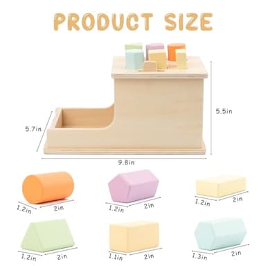 Busy edition Montessori Toys for Babies 6-12 Months Developmental, Object Permanence Box with 6 Blocks, Wooden Baby Toys for Infants Toddlers, Ball Drop Toy - Image 6