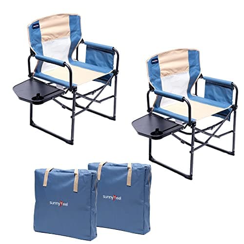 SUNNYFEEL Camping Directors Chair, Heavy Duty,Oversized Portable Folding Chair with Side Table, Pocket for Beach, Fishing,Trip,Picnic,Lawn,Concert Outdoor Foldable Camp Chairs - Image 1