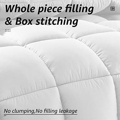 HYLEORY All Season Full Size Bed Comforter - Cooling Goose Down Alternative Quilted Duvet Insert with Corner Tabs - Winter Warm - Machine Washable - White - Image 2