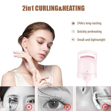 C-Shaped Heated Eyelash Curler Fast Heat Up in 6s - Rechargeable Electric Eyelash Curler for 24-Hours Long Lasting Curls - Safe Anti-Burn Lash Curler Elevate Your Beauty with Stunning Lashes (Large) - Image 3