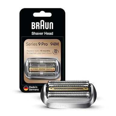 Braun Electric Shaver Head Replacement Part 94M, Compatible with Series 9 Pro and Series 9 Electric Razors for Men, Silver - Image 1