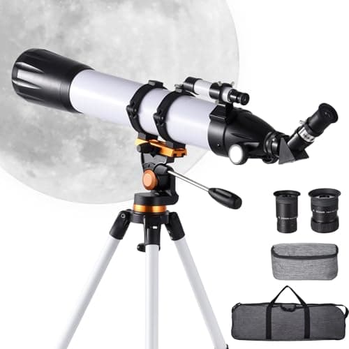 Telescope,Telescope For Adults High Powered Professional,90mm Apertures 800mm Telescopes For Adults Astronomy,Portable Refractor Telescope For Beginners,with Stainless Tripod & Phone Adapter,Carry Bag - Image 1
