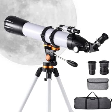 Telescope,Telescope For Adults High Powered Professional,90mm Apertures 800mm Telescopes For Adults Astronomy,Portable Refractor Telescope For Beginners,with Stainless Tripod & Phone Adapter,Carry Bag - Image 1