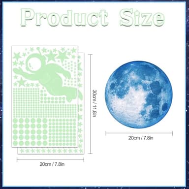 530 Glow in The Dark Stars Ceiling Stars Glow in The Dark Glow Moon and Space Wall Decals Astronaut Universe Galaxy Planet Wall Stickers Glowing Wall Stickers Kid Boys Living Room Decor - Image 3