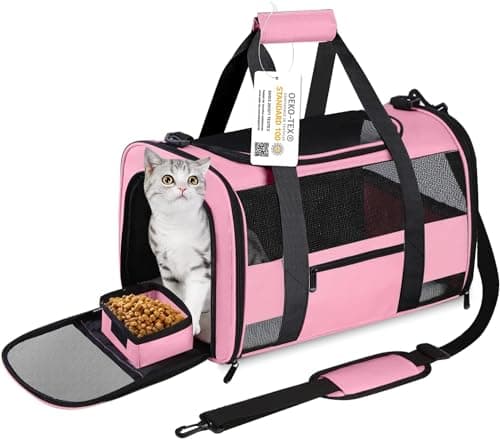 Simpelg Cat Carrier, Dog Carrier, Pet Carrier for Small Dogs Medium Cats Puppies Under 15 Lbs, TSA Airline Approved Carrier Soft Sided Dog Travel Carriers, Cat Carriers with Reflective Strip - Pink - Image 1