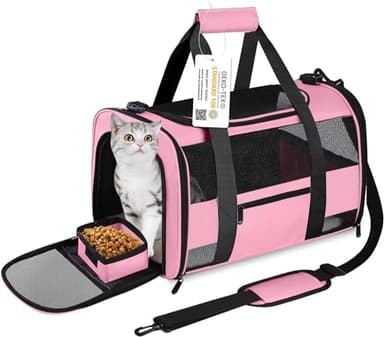 Simpelg Cat Carrier, Dog Carrier, Pet Carrier for Small Dogs Medium Cats Puppies Under 15 Lbs, TSA Airline Approved Carrier Soft Sided Dog Travel Carriers, Cat Carriers with Reflective Strip - Pink - Image 1