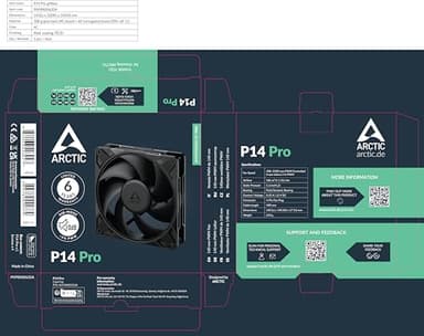 ARCTIC P14 Pro - Powerful Premium Fan, 140 mm PWM Fan, 400-2500 RPM, 0 RPM <5% PWM, Fluid Dynamic Bearing, 4-Pin - Black - Image 9