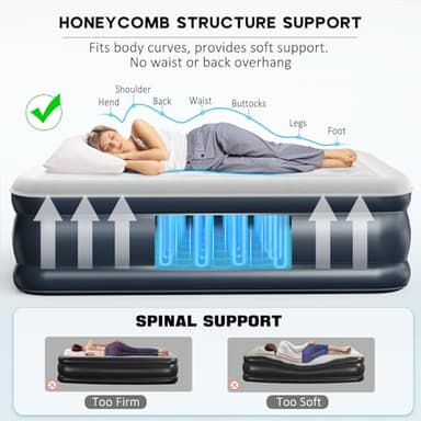 nalone Air Mattress Queen with Built in Pump, 18'' Raise Luxury Inflatable Mattress, 2025 Upgraded Fast Blow Up Mattress with Carry Bag, Portable Air Bed for Home, Travel & Camping, 690lbs Max - Image 3