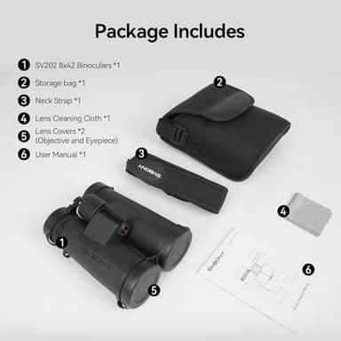SVBONY Upgraded SV202 8x42 ED Binocular, Binoculars with Extra-Low Dispersion Objective Lenses for Birdwatching, BAK4 & FMC Optic System, Wide View Angle, IPX7 Waterproof for All-Weather Use - Image 7
