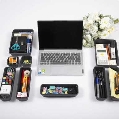 Kutesna 15 PCS Interlocking Desk Drawer Organizer Separator for Office,Bathroom,Kitchen,Makeup（Black） - Image 9