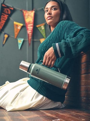 Stanley Classic Legendary Vacuum Bottle 20 oz | Wide Mouth with Leakproof Cup Lid | Keep Drinks Hot or Cold | Packable for Travel | Insulated Stainless Steel Thermos | BPA-Free | Hammertone Lake - Image 5