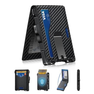 GHUKY Wallet for Men, Minimalist Slim Mens Wallet with Money Clip, RFID Blocking Smart Pop Up Card Wallet with ID Window, Compact Bifold Wallet, Metal Aluminum Credit Card Holder - Image 1