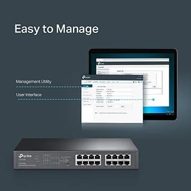 TP-Link TL-SG1016PE | 16 Port Gigabit PoE Switch | Easy Smart Managed | 8 PoE+ Ports @150W | Plug & Play | Sturdy Metal w/ Shielded Ports | QoS, Vlan, IGMP & LAG, Free Expert Help - Image 4