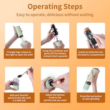 Electric Salt and Pepper Grinder Set - Adjustable Coarseness, Battery-Operated with LED Light, 360° Transparent Design for Kitchen & Outdoor Cooking, Perfect for Home Chefs & Gift Shoppers - Image 5