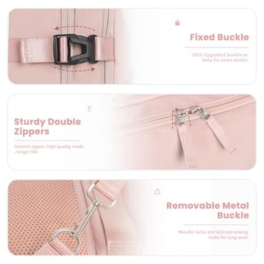 Sinaliy Travel Backpack, Carry on Flight approved Travel Bag with Multi-Pockets, Waterproof 17.3inch Laptop Backpack for Men Women, Pink - Image 8