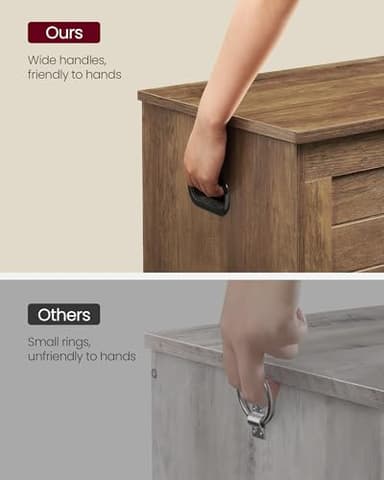 VASAGLE Storage Chest, Storage Bench with 2 Safety Hinges, Farmhouse Style, 15.7 x 39.4 x 18.1 Inches, for Entryway, Bedroom, Living Room, Honey Brown ULSB061K01 - Image 9