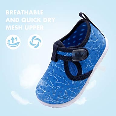 FEETCITY Water Shoes for Baby Boys Girls Barefoot Quick-Dry Aqua Sock Outdoor Athletic Sport Shoes Blue Shark 12-18 Months Infant - Image 5