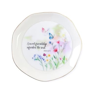 HOME SMILE Friend Chritian Gifts for Women Jewelry Ring Dish Tray with Dynamic Butterfly&Flower Pattern Shifts,A Sweet Friendship Refresh The Soul-Best Friend BFF Birthday Graduation Retirement Gifts - Image 2
