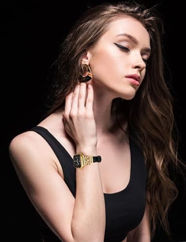 TOYOUTHS Compatible with Apple Watch Bands Women 38/40/41/42mm Dressy Slim Leather Strap with Designer Celtic Knot Interlock Buckle Bracelet for iWatch Series 11 10 9 8 7 6 5 4 SE 3 2 1, Black/Gold - Image 6