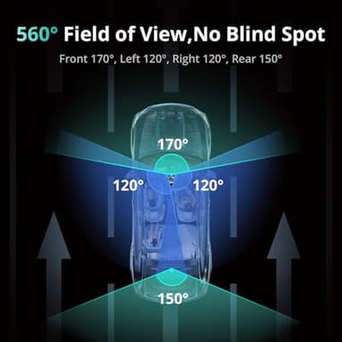 3K 4 Channel Dash Cam, 560° All-Sides View, Front and Rear Inside Car Camera with 3.18”Touch Screen, Dash Camera 24/7 Parking Mode, Built-in GPS 5.8G WiFi Night Vision Voice Control, Free 128GB Card - Image 3