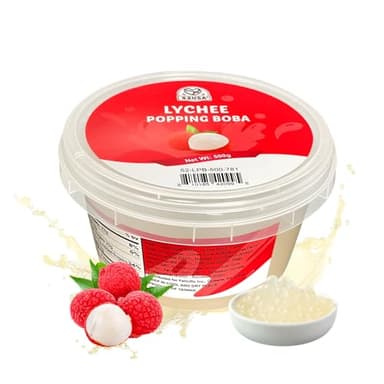 52USA Lychee Popping Boba (500g), Popping Pearls for Bubble Tea, Beverages, Sweets, Ice Cream, Shakes, Desserts & Smoothies Topping, 1.1 Pound (Pack of 1) - Image 1