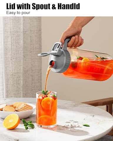 OneDream Glass Pitcher with Lid, 64 oz Large Mason Jar Wide Mouth, Sun Tea Glass Jar for Outside, Iced Tea Pitcher for Cold Beverages, Breast Milk, and Home Entertaining - Image 7
