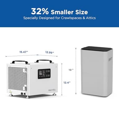 Moiswell 70 Pints Commercial Dehumidifier with Pump Portable Crawl Space Dehumidifier for Basement Energy Star Efficient Certified Compact Dehumidifiers for Home, Auto Defrost, Timer - Image 6