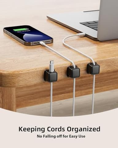 8 Pack Cord Organizer Holder,Costop Strong Adhesive Desk Cable Management Magnetic Easy Open,Organize Phone Charging Cords Wire Holder Organizer Neatly for Home,Office,Car,Desk,Nightstand - Image 2