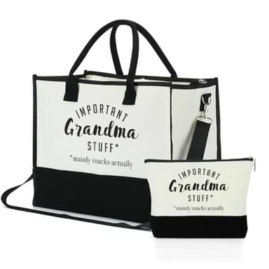 Grandma Gifts Grandma Appreciation Tote Bag & Makeup Bag Grandmother Gifts from Granddaughter Cosmetic Bag Presents for Grandma Women Mimi Nana Canvas Bag for Party Birthday Retirement Mothers Day - Image 1
