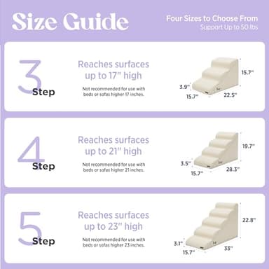 LE SURE Dog Stairs for Large Dogs Pet Steps Ramp for High Bed and Couch with CertiPUR-US Certified Foam with Non-Slip Bottom, Beige, 4 Steps - Image 6
