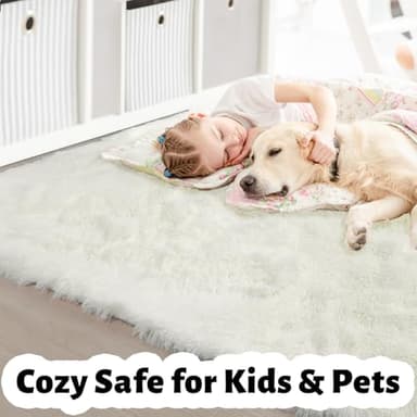 Amdrebio Ivory White Rugs for Bedroom Living Room, Soft Indoor Modern Area Rug 4x6 for Kids Room, Cute Fluffy Thick Fuzzy Carpet for Nursery Dorm, Home Decor, Furry Cream Rugs for Baby Teen Girls Boys - Image 2