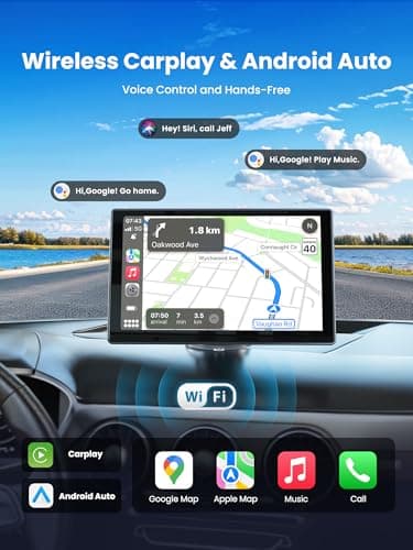 Portable CarPlay Screen for Car, 9'' Wireless Apple CarPlay & Android Auto Screen for Car, 4K Dash Cam, 1080P Backup Camera, GPS Navigation/Bluetooth/FM/Siri Voice Control for All Vehicles - Image 4