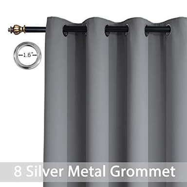 Yakamok 96 Inches Thermal Insulated Gray Blackout Curtains Room Darkening Window Drapes with 8 Grommets,52 Inch Width, Set of 2, 2 Tie Backs Included - Image 5